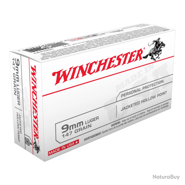 Balles Winchester USA Jacket Hollow point - 9 mm Luger