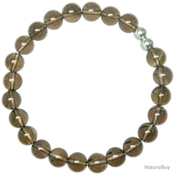 Bracelet en quartz fum� - Perles rondes 8 mm