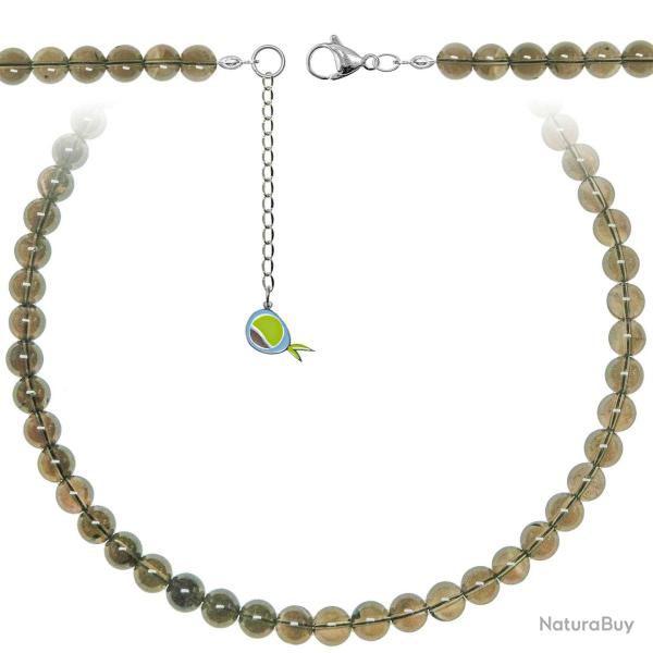 Collier en quartz fum� - Perles rondes 8 mm - 70 cm