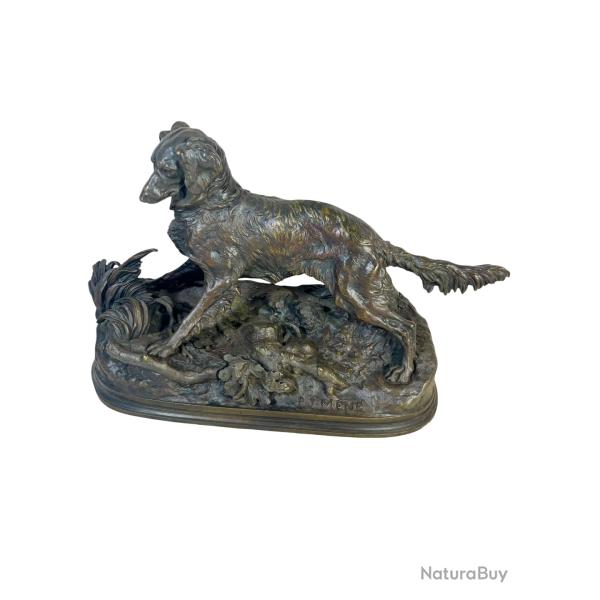 Pierre Jules m�ne chien de chasse bronze sculpture