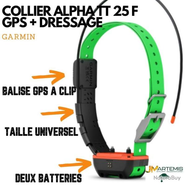 COLLIER GPS GARMIN POUR CHIEN TT25 F REPERAGE ET DRESSAGE