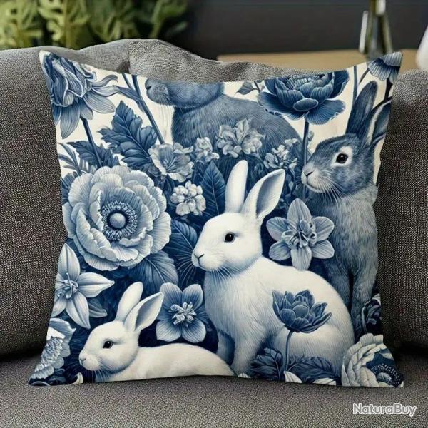 COUSSIN LAPIN BLEU/BLANC