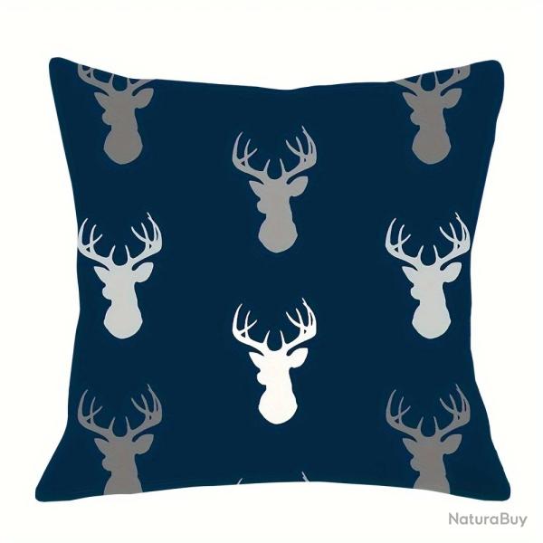 COUSSIN IMPRIM CERF BLEU/BLANC