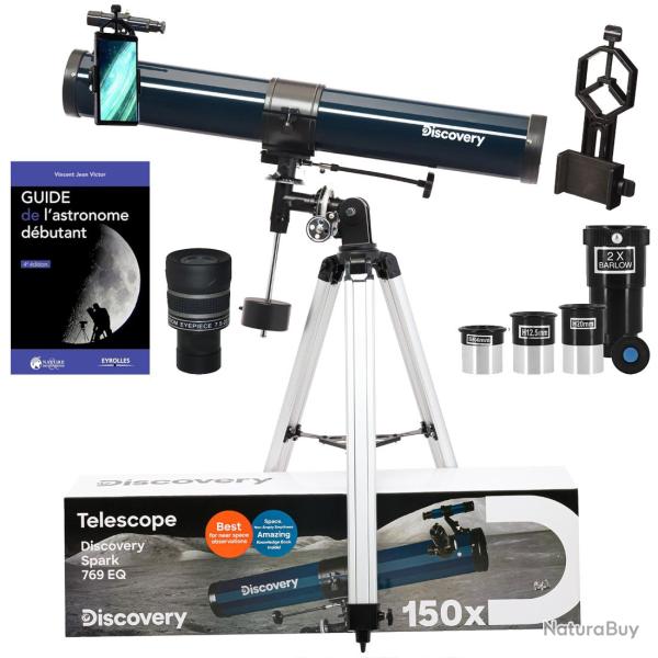 Pack T�lescope Astrophotographie DISCOVERY SPARK 769 EQ avec oculaires, zoom et support smartphone
