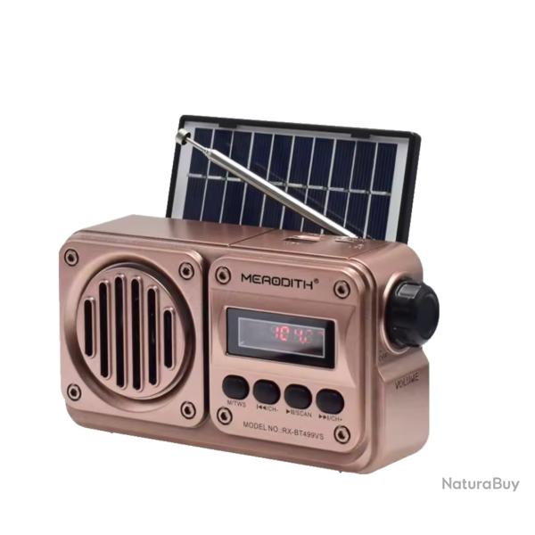 Radio FM d'Urgence Solaire Bluetooth MD-499 - FM, MP3, USB - Id�ale Bivouac, Camping, Survie