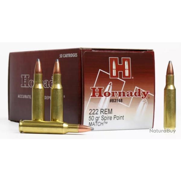 Bo�te de 50 cartouches Hornady .222 Rem 50 gr SP Match