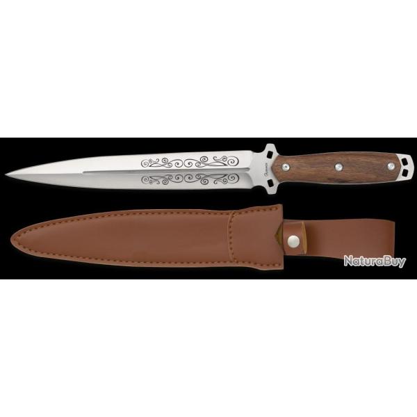 Albainox 32611 Dague de chasse - lame 3Cr13MoV, manche bois, �tui cuir
