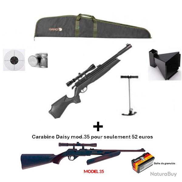 PACK COMBIN� ! PACK14 Carabine Arrow Gamo 4,5 mm + Carabine PCP pompe Daisy 35, 4,5 mm + Lun. 4 x 20