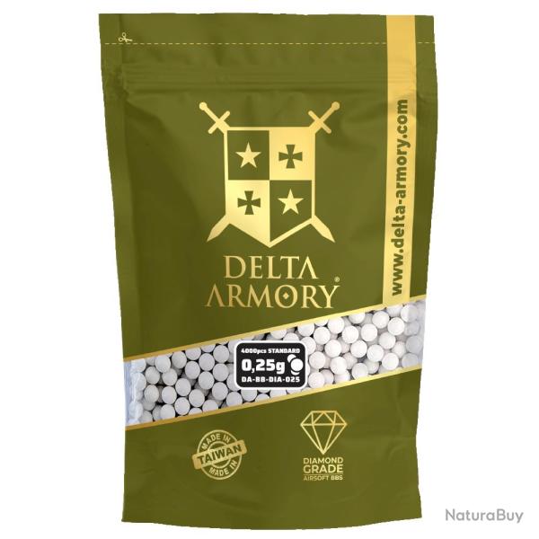 Billes Airsoft Delta Armory Diamond 0,25 g, 4 000 pi�ces, blanches