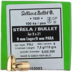 .355 (9mm) 7,5g/115grs. FMJ Round Nose (Calibre: .355 (9 mm))