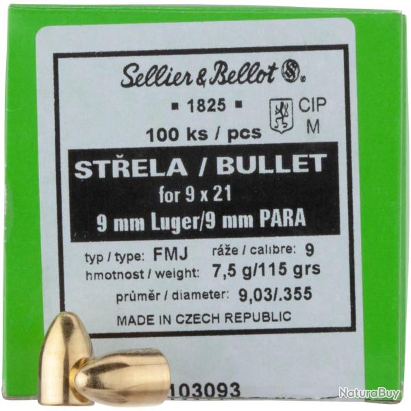 .355 (9mm) 7,5g/115grs. FMJ Round Nose (Calibre: .355 (9 mm))
