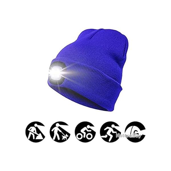 BONNET + LAMPE FRONTALE USB - BLEU - LIVRAISON GRATUITE