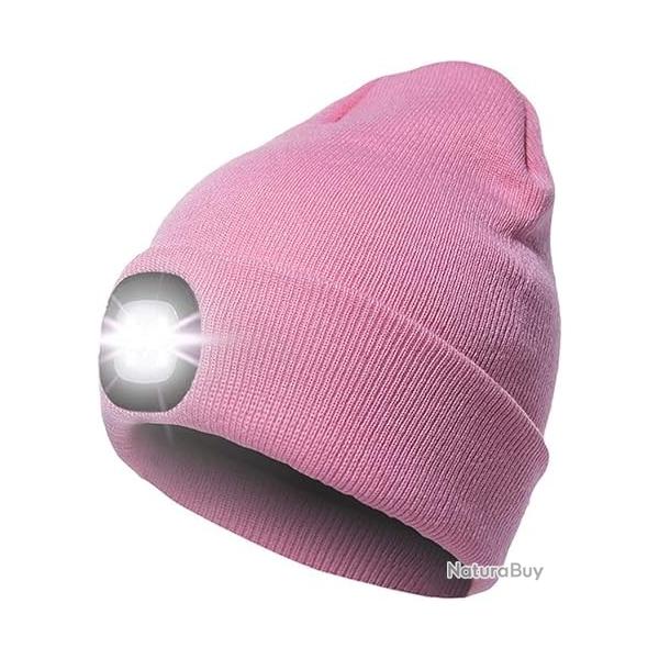 BONNET + LAMPE FRONTALE USB - ROSE - LIVRAISON GRATUITE