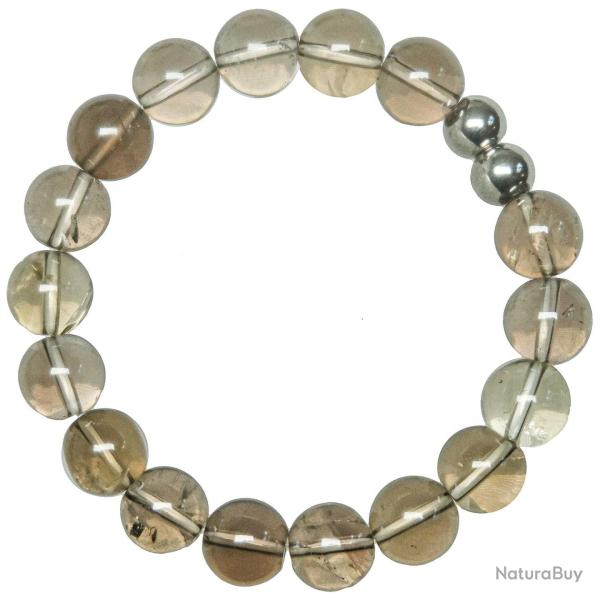 Bracelet en quartz fum� - Perles rondes 10 mm