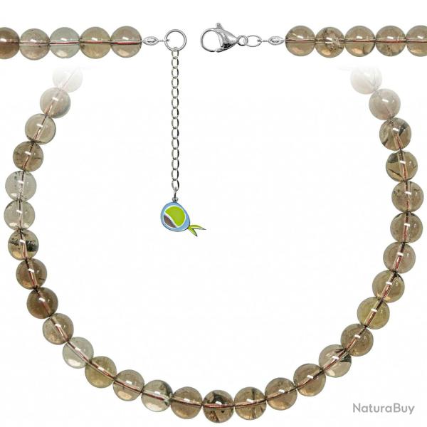 Collier en quartz fum� - Perles rondes 10 mm - 55 cm