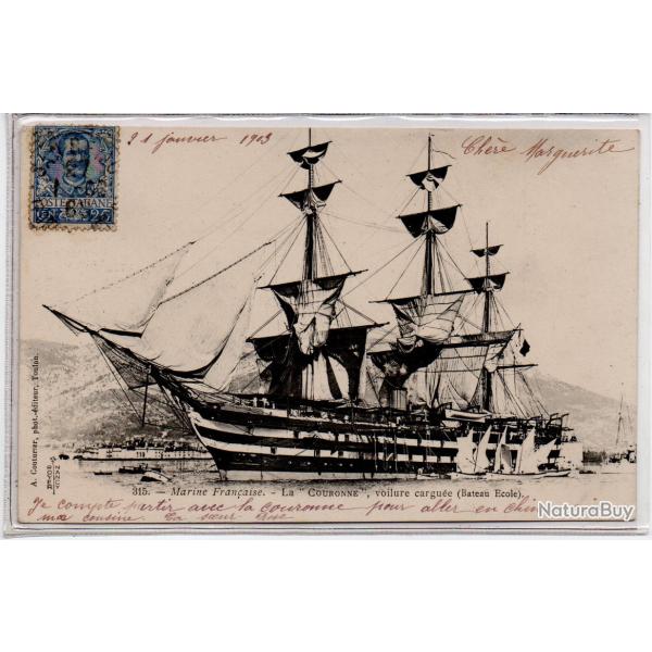 CPA  MARINE MILITAIRE FRAN�AISE - LA COURONNE,VOILURE CARGU�E "BATEAU �COLE "N�1014