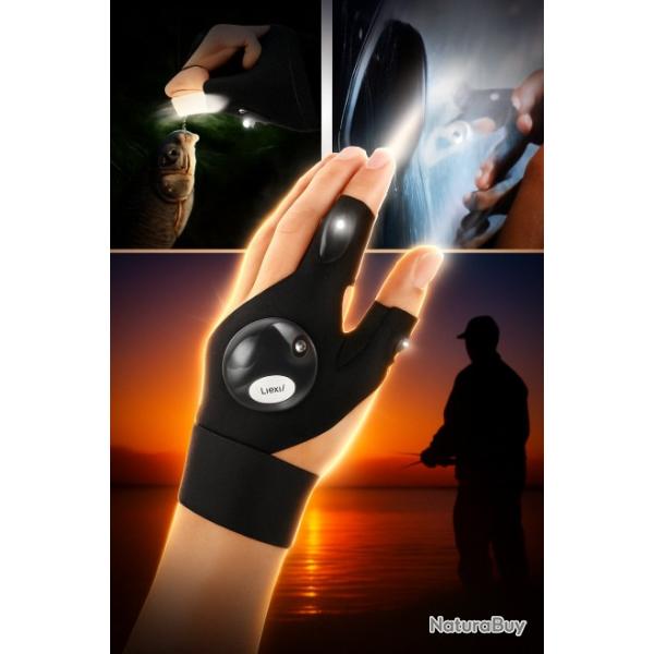 Gants Led Etanche Lampe De Poche Homme Femme P�che Chasse Cyclisme Bricolage Nuit Exterieur Lumineux
