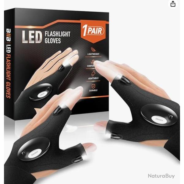 Gants Led Etanche Lumineux Lampe Poche Homme Femme P�che Chasse Cyclisme Bricolage Nuit OOTDOOR