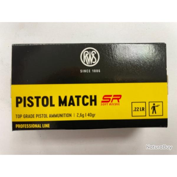 RWS PISTOL MATCH CAL 22LR BTE DE 50 BALLES 2.6G/40GR PAR 10 BOITES FRAIS DE PORT OFFERT