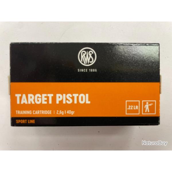 RWS TARGET PISTOL CAL 22LR BTE DE 50 BALLES 2.6G/40GR PAR 10 BOITES FRAIS DE PORT OFFERT