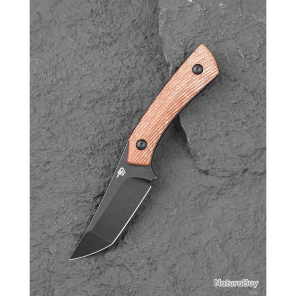 Couteau Bestech Step Lame Tanto Acier D2 Black Manche Micarta Brown Etui Kydex BTKFK06D