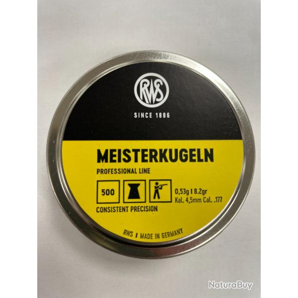 RWS PLOMD MEISTERKUGELN 0.53G/8.2 GR CAL 4.5MM BTE DE 500 VENDU PAR 5 BOITES FRAIS DE PORT OFFERT