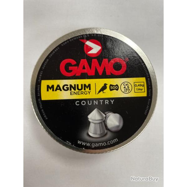 GAMO PLOMB MAGNUM 0.49G/7.56GR 4.5 MM BOITE DE 500 PLOMBS VENDU PAR 5 BOITES FRAIS DE PORT OFFERT