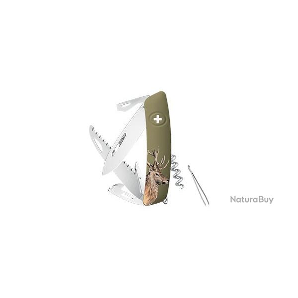 Couteau suisse SWIZA impression cerf olive 12 fonctions
