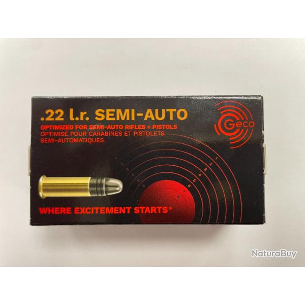 GECO CAL 22 LR SEMI-AUTO 2.6G/40GR BOITE DE 50 BALLES VENDU PAR 5 BOITES FRAIS DE PORT OFFERT