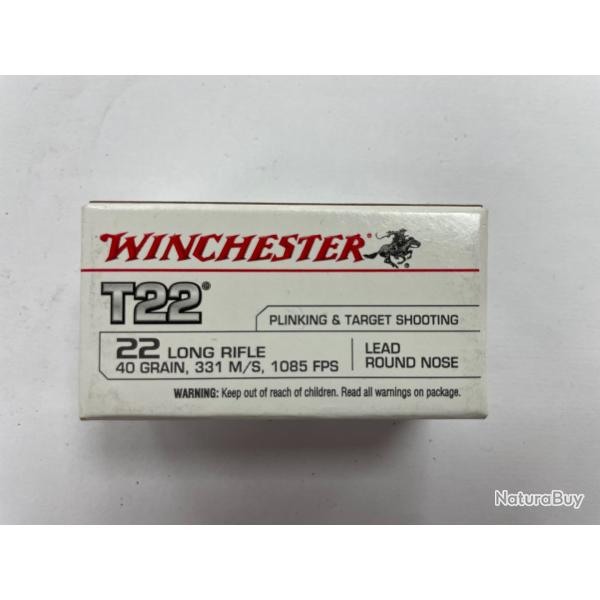 WINCHESTER T22 STANDARD CAL 22 LR 2.6G BOITE DE 50 BALLES VENDU PAR 5 BOITES FRAIS DE PORT OFFERT