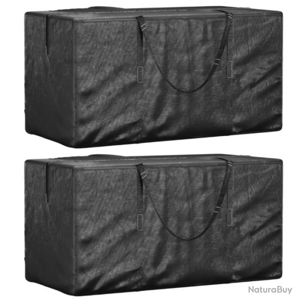 Sacs de rangement coussins jardin 2 pcs en PE noir 150x75x75 cm terrasse ext�rieur