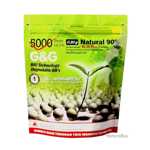 BILLES BIO 0.20G BLANCHES EN SACHET DE 1KG "G&G Armament"