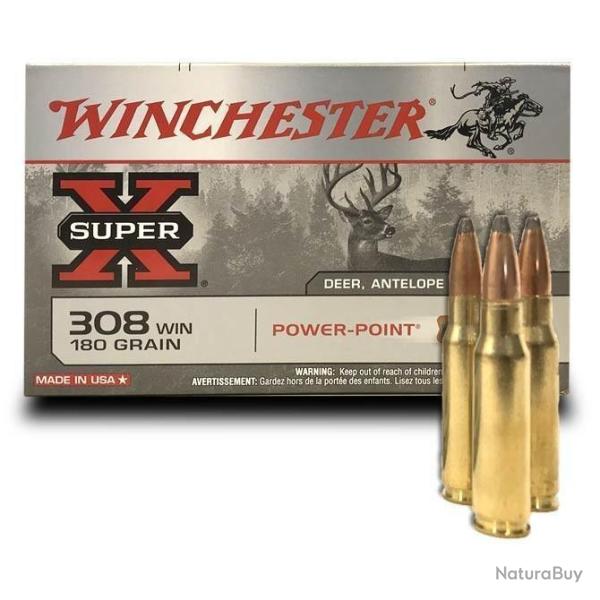 Cartouches WINCHESTER 308 super x power point 180GR X20