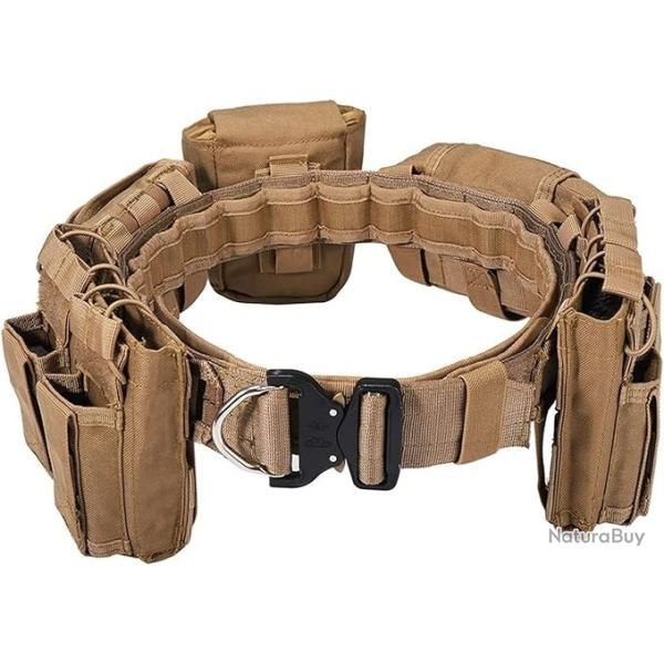 Ceinture Tactique 6-en-1 Pochettes Molle Ceinture de Combat R�glable  D�gagement Rapide Nylon Kaki