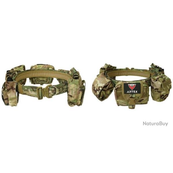 Ceinture Tactique 6-en-1 MOLLE Nylon 1000D R�glable 5 Pochettes D�tachables Boucle Rapide Chasse cam