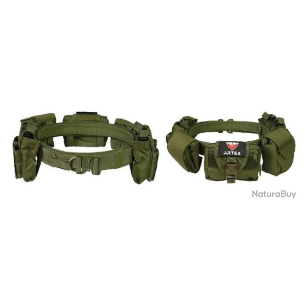 Ceinture Tactique 6-en-1 Pochettes Molle Ceinture de Combat R�glable  D�gagement Rapide Nylon Vert