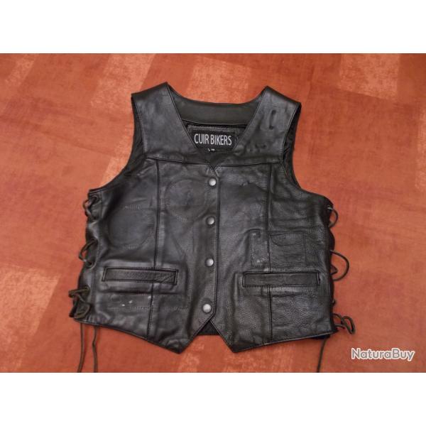 Gilet cuir jaquette ( Jackette )  BIKER Dame