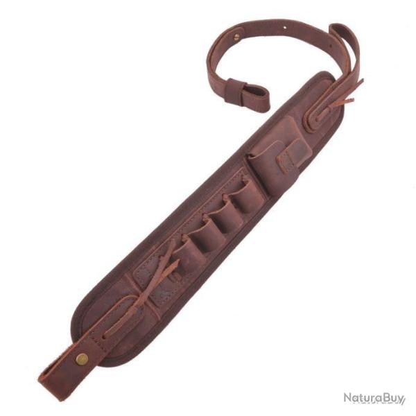 BRETELLE EN CUIR AVEC CARTOUCHI�RE CALIBRE 12 - MARRON - LIVRAISON GRATUITE