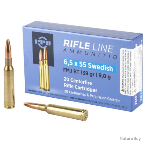 Munition 6,5x55 FMJ BT 9G 139GR  Su&eacute;dois Partizan PPU x20