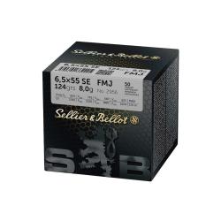 Munition 6,5x55 Su&eacute;dois FMJBT 124GRS 8G Sellier Bellot (50)