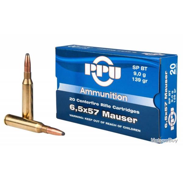 Munition 6,5x57 Mauser FMJ BT 139GR 9G Partizan/PPU (20)