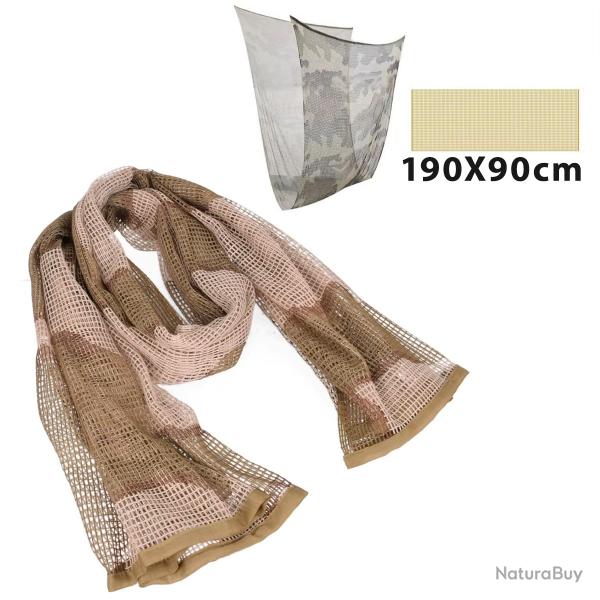 FOULARD FILET CAMOUFLAGE POUR CAMPING XXL 190x90cm - D�SERT - LIVRAISON GRATUITE
