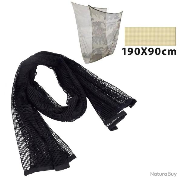 FOULARD FILET CAMOUFLAGE POUR CAMPING XXL 190x90cm - NOIR - LIVRAISON GRATUITE