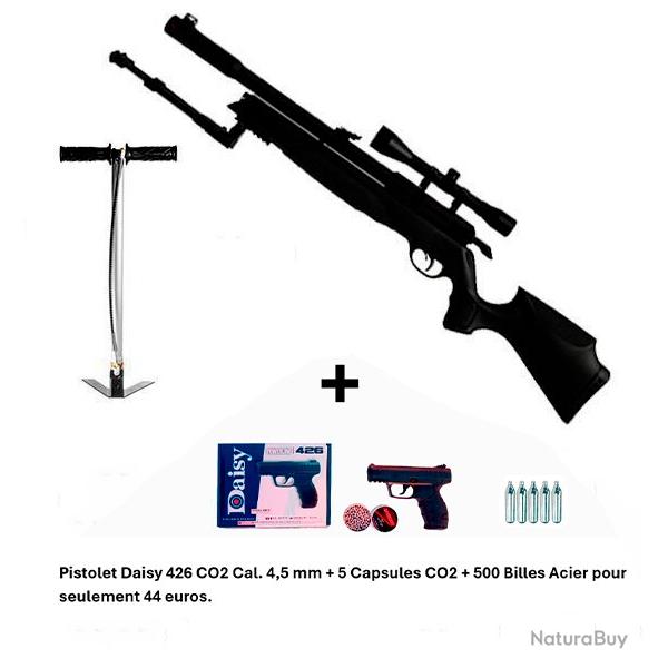 PACK COMBIN� ! PACK13 Carabine Arrow Gamo 5,5 mm + Pistolet Daisy 426 + 500 billes en acier + 5 CO2