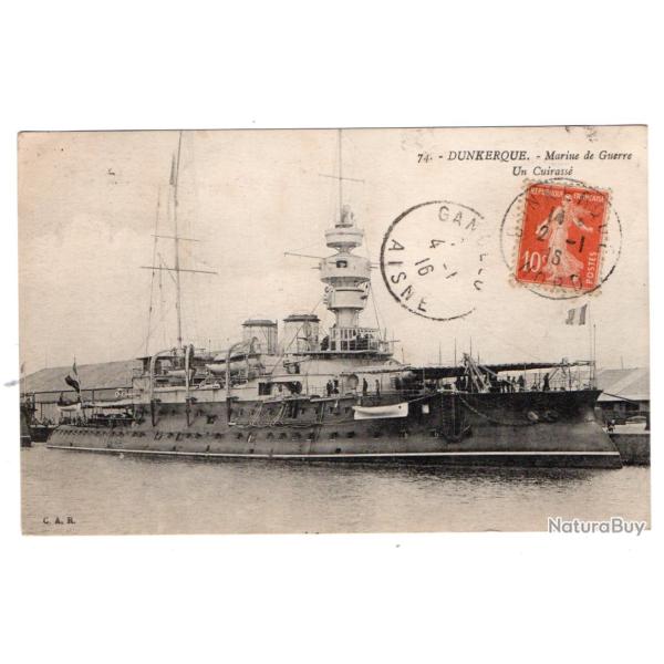 CPA- MARINE DE GUERRE - DUNKERQUE UN CUIRASSE  N�1087