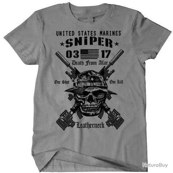 T shirt militaire USMC Scout Sniper US Marines Gris