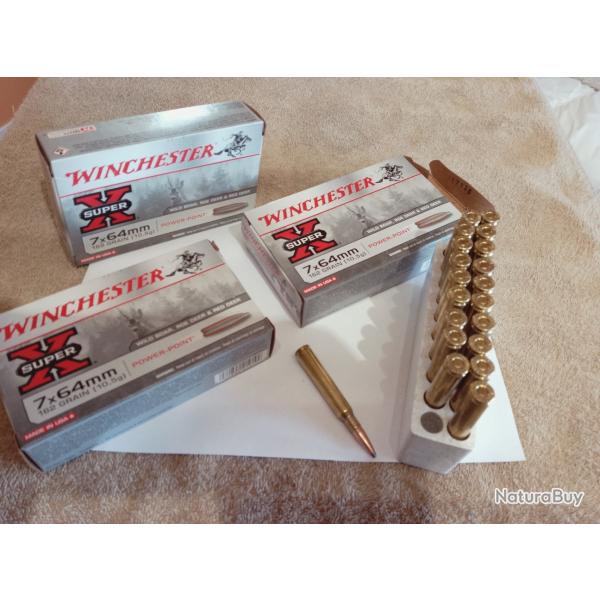 Cartouches WINCHESTER calibre 7x64 cat�gorie C8 en bo�te de 20, neuves.