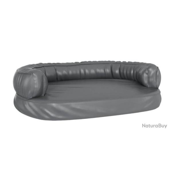 Lit ergonomique pour petit chien en similicuir gris 75x53 cm avec mousse