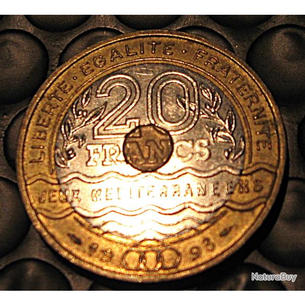 France   20 francs bimetal Mt jeux mediterraneens 1993