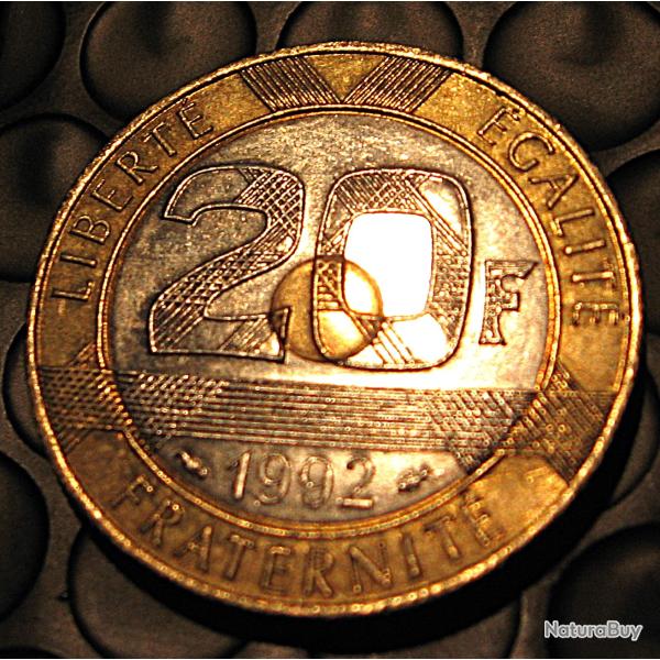 France   20 francs bimetal (comm�morative Mt St Michel ) 1992